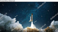 Load image into Gallery viewer, KwikMedia Poster Reproduction of Spaceship Takes Off into The Starry Sky. Rocket Starts into Space. Concept
