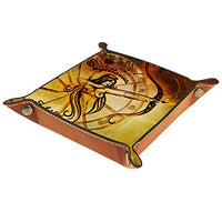 Dice Tray Contactors Zodiac Horoscope Astrology Dice Rolling Tray Holder Storage Box for RPG D&D Dice Tray and Table Games, Double Sided Folding Portable PU Leather