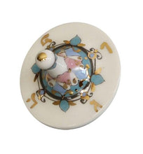 Load image into Gallery viewer, Hanukkah Chanukkah Dreidel Porcelain Flower Design, Blue, Pink &amp; Gold Spinner, Hand Made By The Renown artist Mali hikri, 2.25&quot; x 2&quot;
