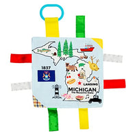 Michigan Baby Tag Crinkle Me Stroller Toy Lovey for Tummy Time, Sensory Play, Traveling and Photography