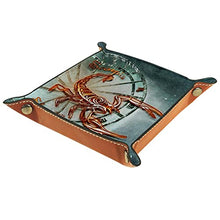 Load image into Gallery viewer, Dice Tray Scorpio Zodiac Sign Horoscope Astrology Symbol Dice Rolling Tray Holder Storage Box for RPG D&amp;D Dice Tray and Table Games, Double Sided Folding Portable PU Leather
