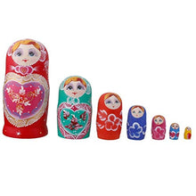 Load image into Gallery viewer, EXCEART Wooden Handmade Russian Nesting Stacking Dolls Matryoshka for Home Desk Decor 7Pcs (Red)
