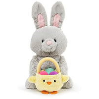 GUND Amazon Exclusive Easter Bunny with Basket, Gray, 10