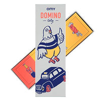 OMY Dominos Game, Strategy Game for all Ages, 28 Double Sided Tiles, Original Iconic City Illustrations