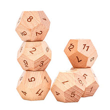 Load image into Gallery viewer, XIWUYA 2 Piece Solid Wooden Dice 12 Sided Sculpture Digital Dice for Club/Party/Family DIY Games Accessories 30mm Digital Dice Book
