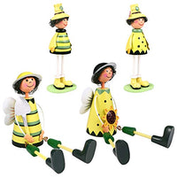PRETYZOOM 4 Pcs Wooden Puppet Toy Wooden Couple Puppet Doll Wooden Figures Hanging Pull String Puppet Toys for Kids Xmas Gift
