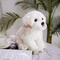 NC Lifelike Maltese Dog Plush Toy Soft Cartoon Animal Dog Stuffed Doll Home Decoration Baby Kid Birthday