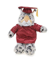 Plushland Bobcat Plush Stuffed Animal Toys Present Gifts for Graduation Day, Personalized Text, Name or Your School Logo on Gown, Best for Any Grad School Kids 12 Inches(Burgundy Cap and Gown)