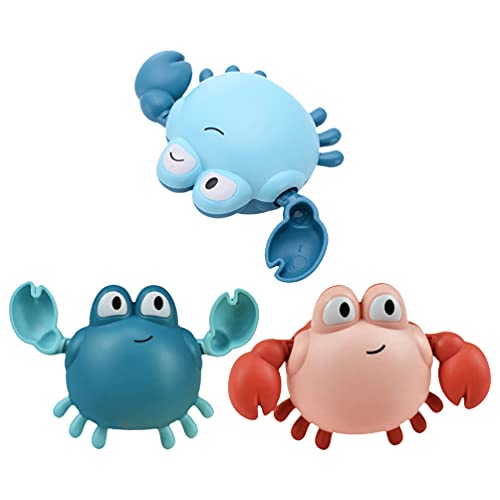 Toyvian Bathtub Wind- up Toys Crab Bath Toy Pull Back Crab Toy Clockwork Water Playset Toy Early Educational Development Toys for Toddlers Kids 3pcs