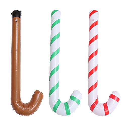 Garneck 3Pcs Christmas Inflatable Candy Canes Toys Christmas Home Garden Party Candy Canes Decorations