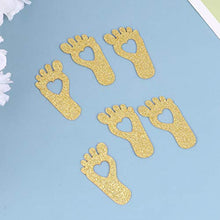 Load image into Gallery viewer, NUOBESTY 200pcs Baby Shower Paper Table Confetti Glitter Table Scatters Footprint Confetti Party Decor for Baby Shower Party Infant Birthday Party Decoration (Blue+Golden)
