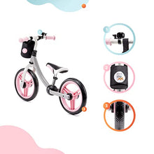 Load image into Gallery viewer, Kinderkraft Balance Bike 2WAY Next, Lightweight First Bicycle, No Pedals, 12 inches Wheels, with Ajustable Seat, Accessories, Bag, Bell, for Toddlers, for 2 3 4 5 Years Old Kids Toddlers, Pink
