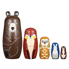 Load image into Gallery viewer, EXCEART 5 PCS Stacking Doll Toy Russian Nesting Doll Animal Wooden Matryoshka Dolls for Kids
