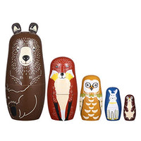 EXCEART 5 PCS Stacking Doll Toy Russian Nesting Doll Animal Wooden Matryoshka Dolls for Kids