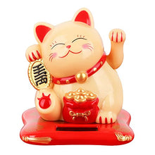 Load image into Gallery viewer, RunXF Cute Waving Fortune Cat Welcome Solar Powered Japanese Lucky Cat Car Desktop Decoration Gift (Gold)
