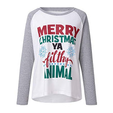 Load image into Gallery viewer, Franterd Merry Christmas Tops Women Christmas Stitching Alphabet Print Holiday Party Blouse Sports Pullover
