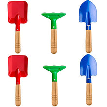 Load image into Gallery viewer, Delphinus Kids Gardening Tools Set, 6PCS Gardening Tools for Kids Metal with Sturdy Wooden Handle Safe Gardening Tools 8&quot; Children Beach Sandbox Toy
