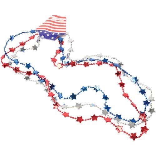 DollarItemDirect Patriotic Flat Star Beads, Sold by 5 Packs