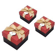 Load image into Gallery viewer, Cabilock 3pcs Christmas Nesting Gift Box Paper Gift Boxes with Ribbon Bowknot Heart Tag Chocolate Candy Baking Boxes Container for Necklaces Bracelet Earrings Packaging
