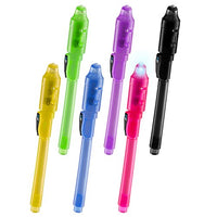 SyPen Invisible Disappearing Ink Pen Marker with uv Light Secret spy Message Writer Fun Activity Entertainment for Kids Party Favors Ideas Gifts and Stock Stuffers, (6 Pack)