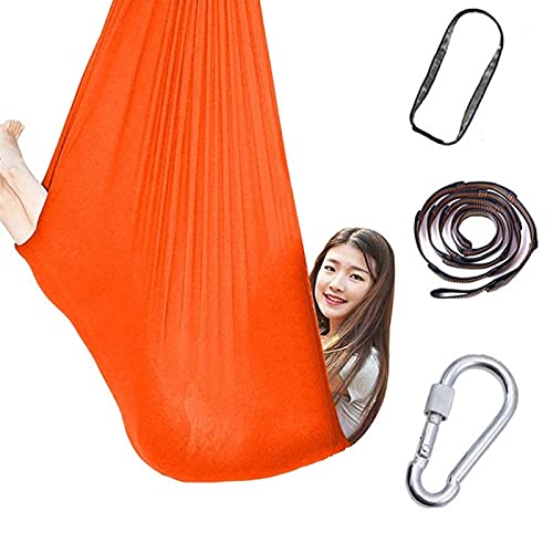 XMSM Therapy Swing Chair for Sensory Indoor Adult Kids Toys Play for Autism ADHD Vestibular System Exercise Up to 440 Lbs (200 Kg) (Color : Orange, Size : 100x280cm/39x110in)