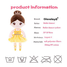 Load image into Gallery viewer, Gloveleya Ballerina Dolls Baby Girl Gifts Soft Doll Ballet Plush Yellow 13&quot;
