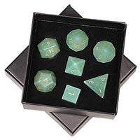 SUNYIK 7 PCS Polished Crystal Stone Polyhedral DND Dice Set for for RPG MTG Table Games, DND Game Dice Polyhedral Dungeons and Dragons for Office Home Decoration, Green Aventurine