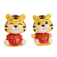 TOYANDONA 2pcs Bobblehead Tiger Figure Dancing Shaking Head Toys Animal Swinging Car Dashboard Decoration for Home Kitchen Office Decor Rearview Mirror 7X5X4CM