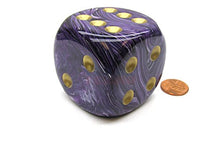 Load image into Gallery viewer, Purple Vortex With Gold Pips 50mm (2in) D6 Die Chessex
