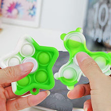 Load image into Gallery viewer, LGUIY 2pack Fidget Pop Spinners Fidget Toys Rainbow Keychain Toy Push Bubble Gift Toys Set Fidget Ring Poppers Anxiety Stress Reliever Autism Squeeze Toy for Kids Teens Adults (Green White 2pcs)
