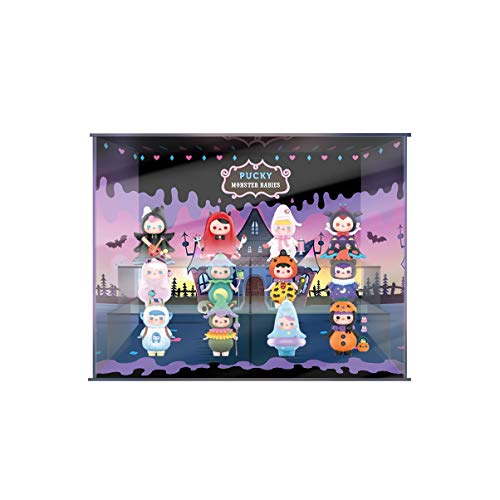 Bubble Mart PUCKY Biqi Halloween Blind Box Display Box HD Background Inkjet Handmade GK Dust Cover (Color : B, Size : Up and Down Light)