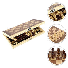 Load image into Gallery viewer, NUOBESTY Small Wooden Chess Set Multifunctional Black and White Checkers 3 in 1 Chess Folding Chess Travel Set
