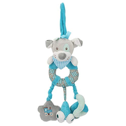 Baby Crib Hanging Toy Cartoon Animal Stroller Decoration Dolls Built-in BB Newborn Rattles Toys for Infant Toddlers(Blue Dog)