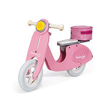 Load image into Gallery viewer, Janod Mademoiselle Pink Scooter Balance Bike  Retro-Style Adjustable Wooden Beginner Bike with Ergonomic Handles - Encourages Kids Balance and Coordination - Ages 3+
