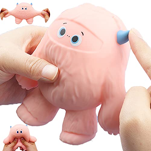 Funny Cute Stretch Snow Monster-Shaped Balls,Scented,Fidget Toys Stress Relief Squeeze Ball Stress Toys for Kids and Adults,Sensory Toys for Autism,Anxiety Relief,Heal Your Mood (Pink)