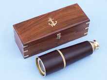Load image into Gallery viewer, Admiral&#39;s Brass / Leather Spy Glass 32&quot; - Brass Spyglass - Vintage Spyglass - B
