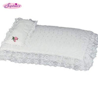 Sophia's White Eyelet Doll Bedding 3pc. Set, Sized to Fit American Girl Doll Beds & More! - Includes Pillow, Doll Comforter & 3rd Bedding Piece