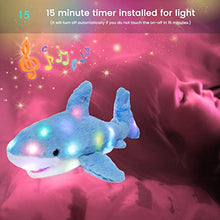 Load image into Gallery viewer, Hopearl LED Musical Stuffed Shark Light up Singing Plush Toy Adjustable Volume Lullaby Animated Soothe Birthday Festival for Kids Toddler Girls, Blue, 11&#39;&#39;
