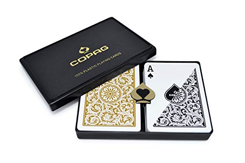 Copag Poker Size Regular Index 1546 Playing Cards 2 decks (Black Gold Setup)