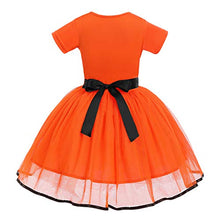 Load image into Gallery viewer, Toddler Kids Baby Girls Pumpkin Dress Halloween Christmas Fancy Dress up Costume Princess Pageant Birthday Party Tutu Tulle Skirt with Spider Bow Headband Outfit Set Orange + Black Pumpkin 18-24M
