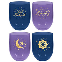 Eid Mubarak Stemless Drinkling Glass Set - 4 pcs