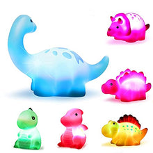 Load image into Gallery viewer, 6-piece Set of Floating Toys with Lights, Dinosaur Bath Toys, Children &#39;s Birthday and Christmas Preschool Gifts and Toys (Assorted, 6 Pieces)
