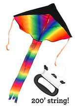 Load image into Gallery viewer, IMPRESA Large Rainbow Delta Kite - Easy to Assemble, Launch, Fly - Premium Quality, Great for Beach Use - The Best Kite for Everyone - Girls, Boys, Kids, Adults, Beginners and Pros
