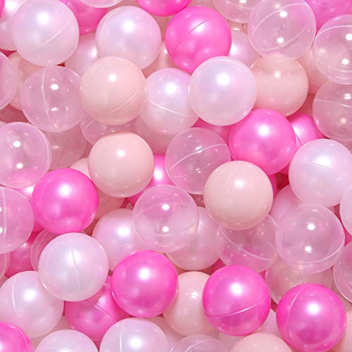 PlayMaty 100 Pieces Colorful Ball Pit Balls Plastic Phthalate&BPA Free Ocean Ball Crush Proof Stress Balls for Toddlers and Kids Playhouse Ball Pit Accessories (Pearl Purple -100 Pieces)