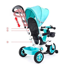 Load image into Gallery viewer, Moolo Kids Children Child Trike Tricycle, Titanium Empty Wheel Folding Pedal 3 Gear Adjustable Push Handle Awning Fun Bell Safety Guardrail Double Brake (Color : A)
