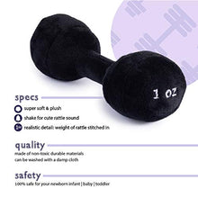 Load image into Gallery viewer, Baby Dumbbell Toy | Baby Workout Toys | Dumbbell Toy Baby | Baby Barbell Rattle | Weight Rattle for Babies | Plush Baby Dumbbell Rattle | Great Gift for Baby and Toddler Girls or Boys | 0-36 Months
