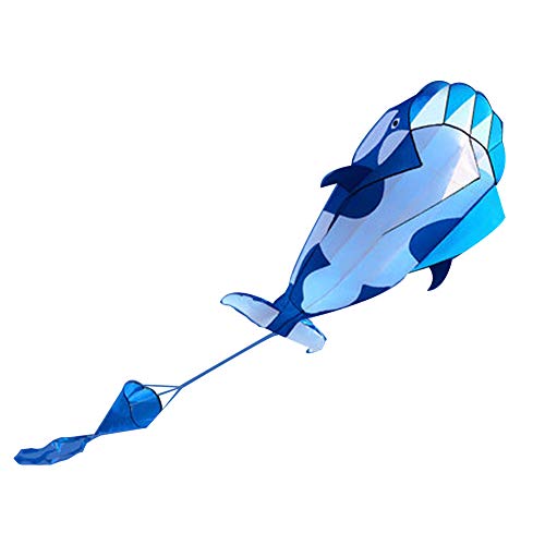 LOadSEcr Whale Kite, Kite for Kids and Adults, 3D Soft Whale Frameless Flying Kite Outdoor Sports Toy Children Kids Funny Gift for Children Outdoor Game White-Blue