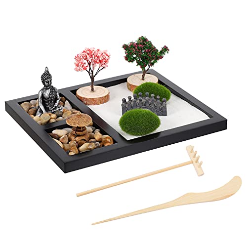 DOITOOL 1 Set Zen Garden Kit Japanese Zen Garden for Desk Zen Garden Sand Kit Zen Decor Desktop Zen Garden Meditation Decor Gift