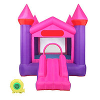 funchic Pink Inflatable Bounce Castle House, Safety Jumping Slide Inflatable Bouncer House 3-4 Kids Party Bouncy House with 350W Air Blower, Stakes, Repair Kits and Storage Bag