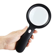 Load image into Gallery viewer, NUOBESTY Magnifying Glass with 12 LED Lights 3X Handheld Reading Magnifier Glass 90 mm Magnifying Lens for Seniors Soldering Inspection Coins Jewelry Black
